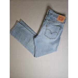 LEVI Womens Sz 29 Mid Rise Boyfriend Medium Wash Denim Jeans Slight Distressed